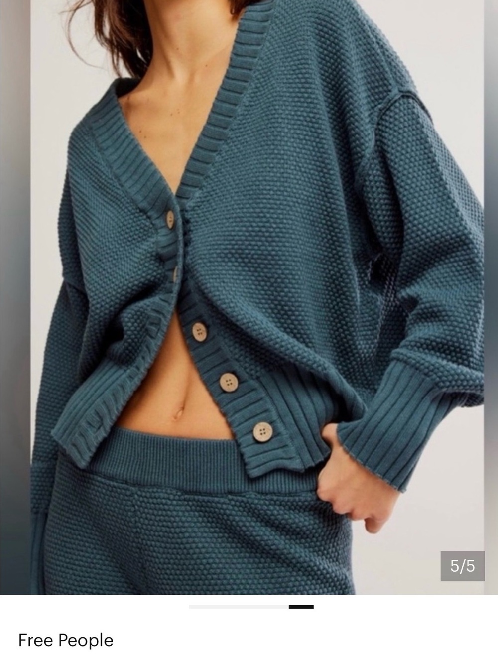 Free People Hailee Sweater Set! Teal Button-Front Knit Cardigan and Jogger Pants
